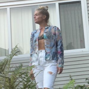 Vintage Cynthia Max Relax Floral Blue Sheer Button-Down Shirt